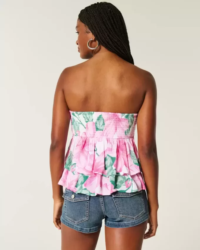 Top babydoll con scollo all’americana a strati Top babydoll con scollo all’americana a strati