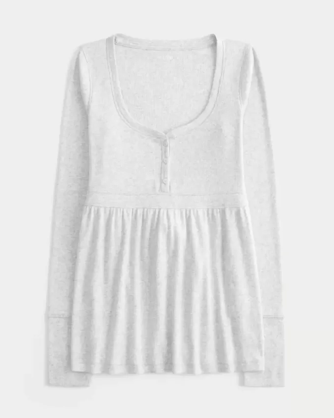 Top babydoll Henley con laccetti