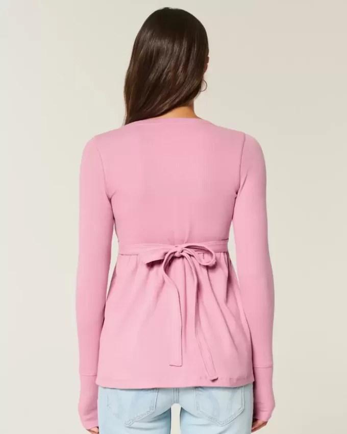 Top babydoll Henley con laccetti