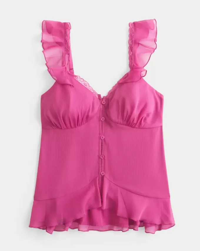 Top babydoll in chiffon semplice Top babydoll in chiffon semplice