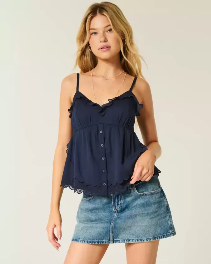 Top babydoll in chiffon semplice Top babydoll in chiffon semplice