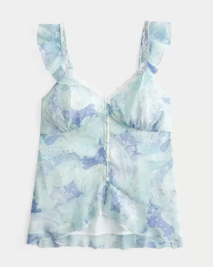 Top babydoll in chiffon semplice Top babydoll in chiffon semplice