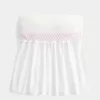 Top babydoll senza spalline con arricciatura