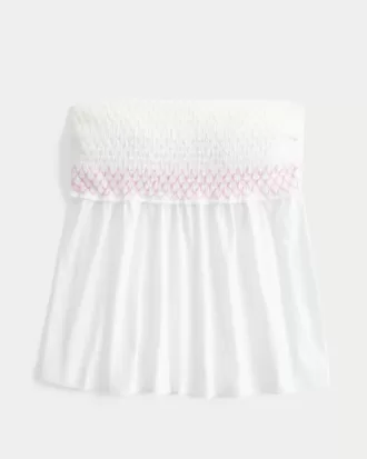 Top babydoll senza spalline con arricciatura