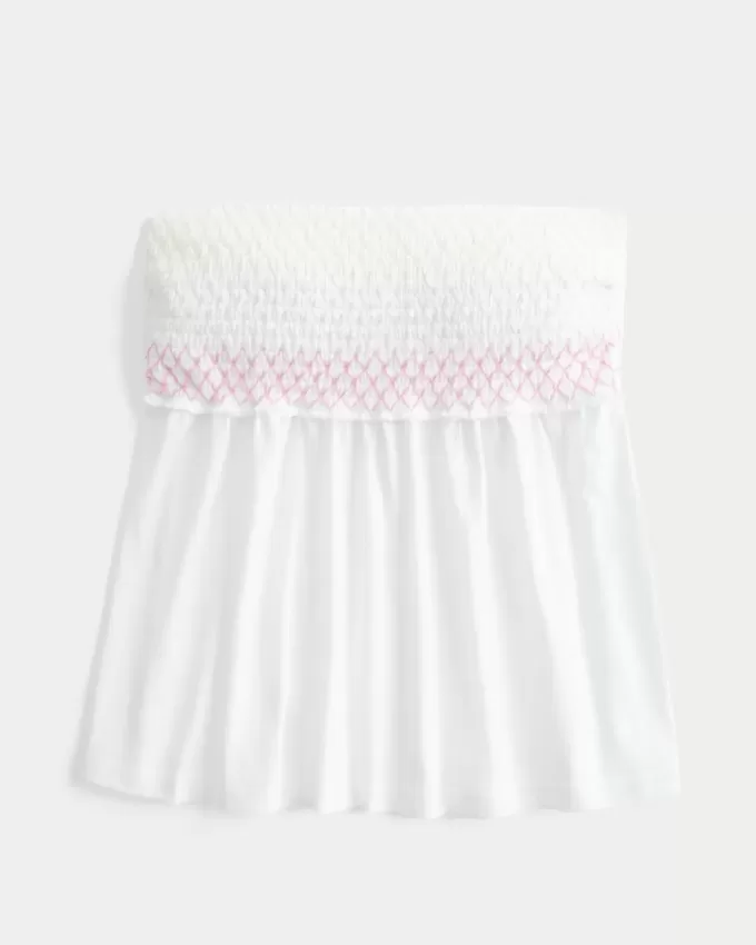 Top babydoll senza spalline con arricciatura