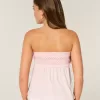 Top babydoll senza spalline con arricciatura
