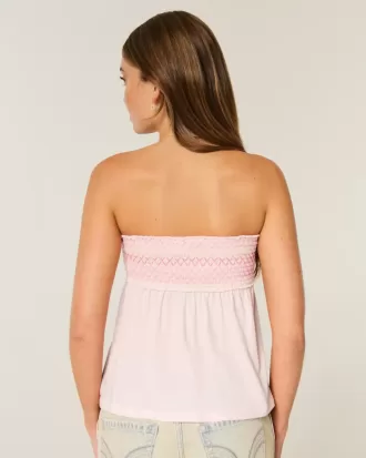 Top babydoll senza spalline con arricciatura