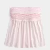 Top babydoll senza spalline con arricciatura