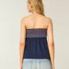 Top babydoll senza spalline con arricciatura