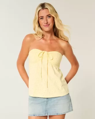 Top babydoll senza spalline con spalline strette