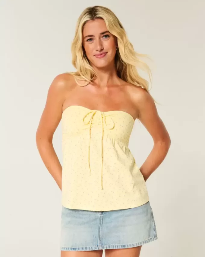 Top babydoll senza spalline con spalline strette