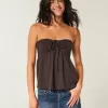 Top babydoll senza spalline con spalline strette