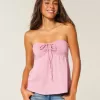 Top babydoll senza spalline con spalline strette