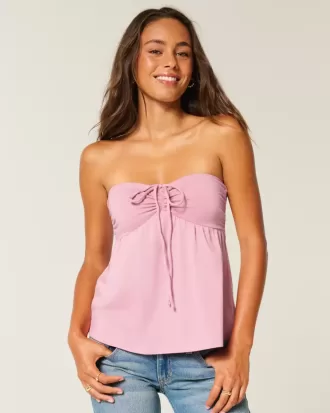 Top babydoll senza spalline con spalline strette