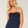 Top babydoll senza spalline con spalline strette