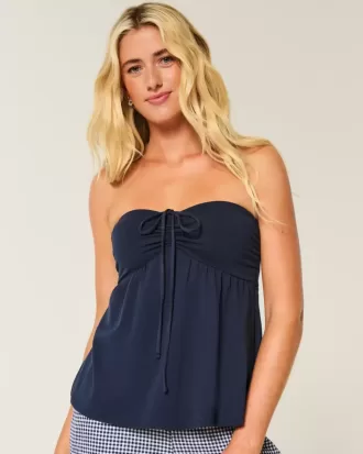 Top babydoll senza spalline con spalline strette