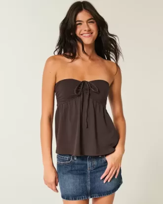 Top babydoll senza spalline con spalline strette