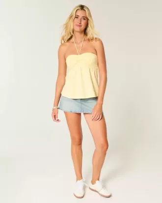 Top babydoll senza spalline con spalline strette