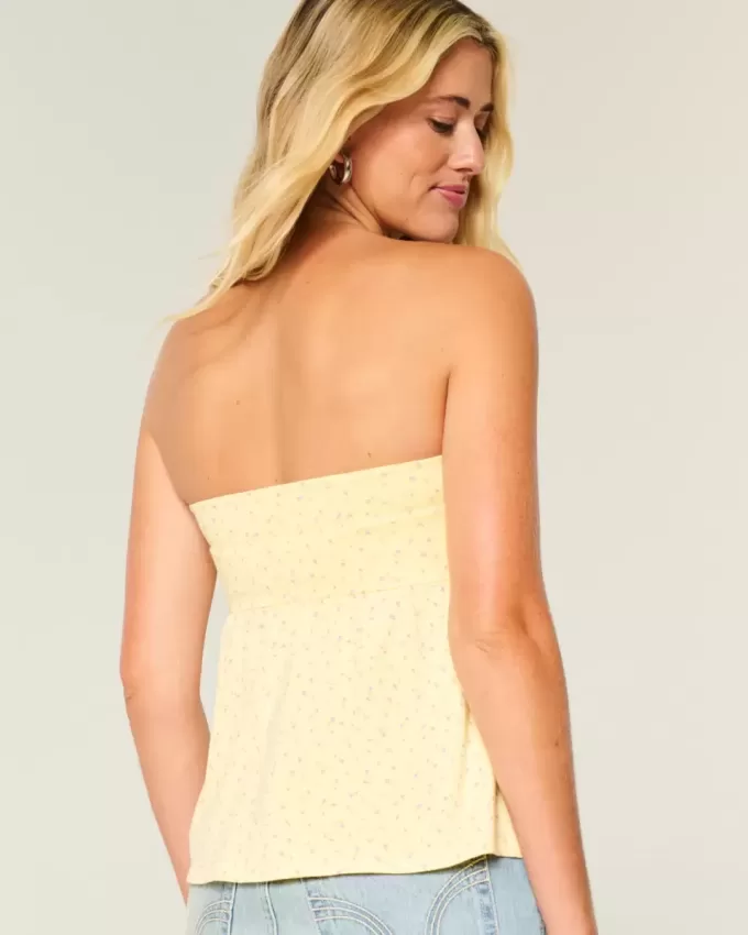 Top babydoll senza spalline con spalline strette