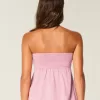Top babydoll senza spalline con spalline strette