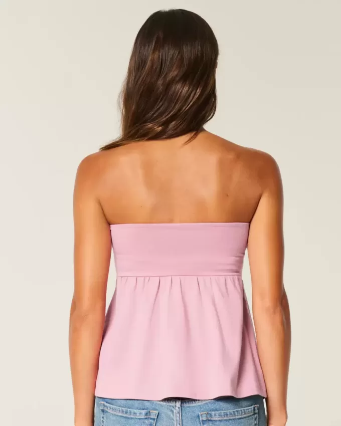 Top babydoll senza spalline con spalline strette