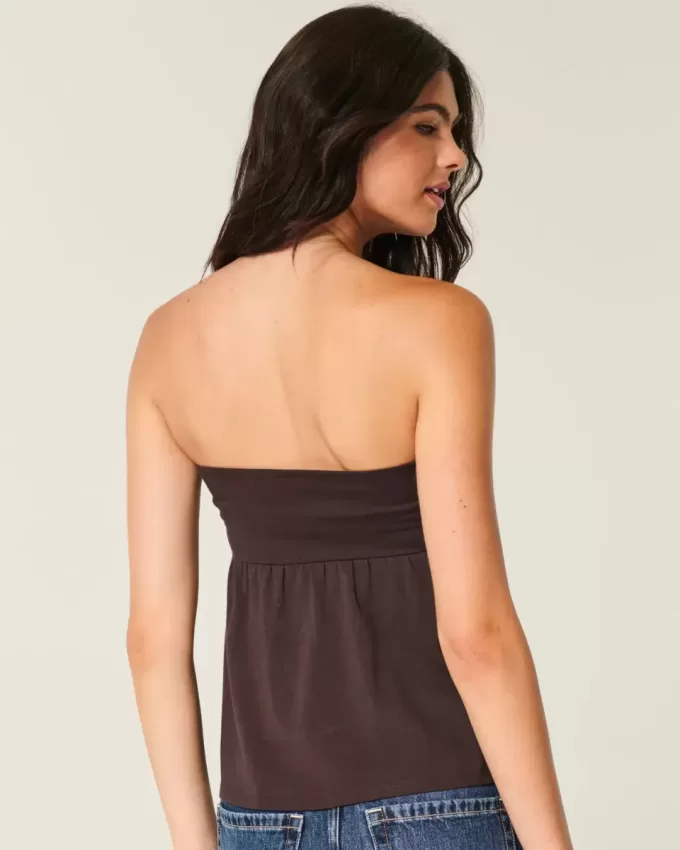 Top babydoll senza spalline con spalline strette