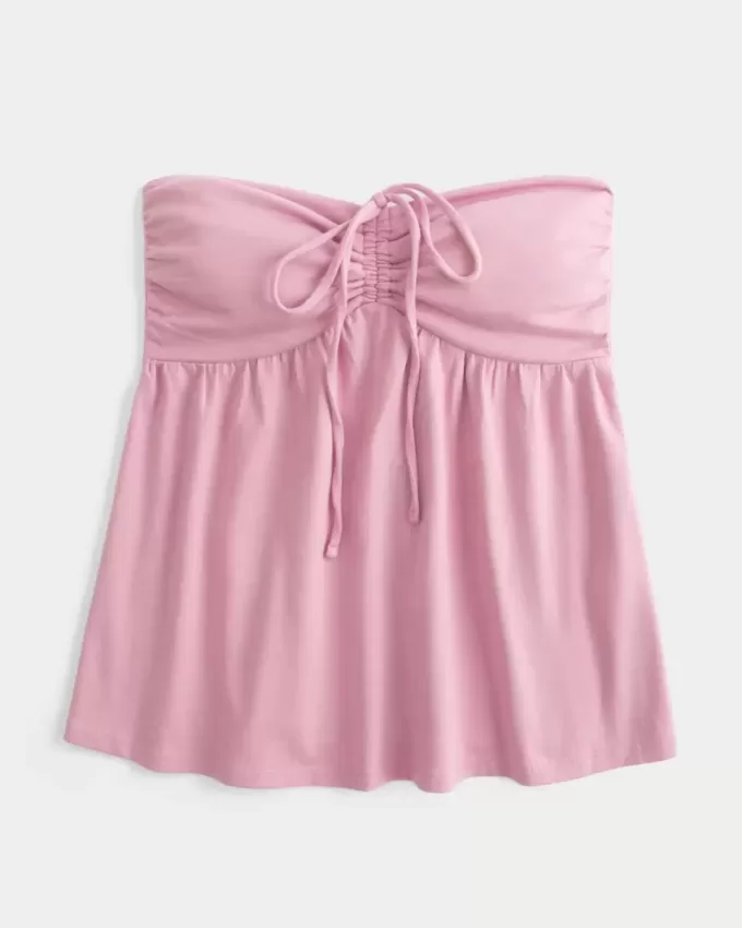 Top babydoll senza spalline con spalline strette
