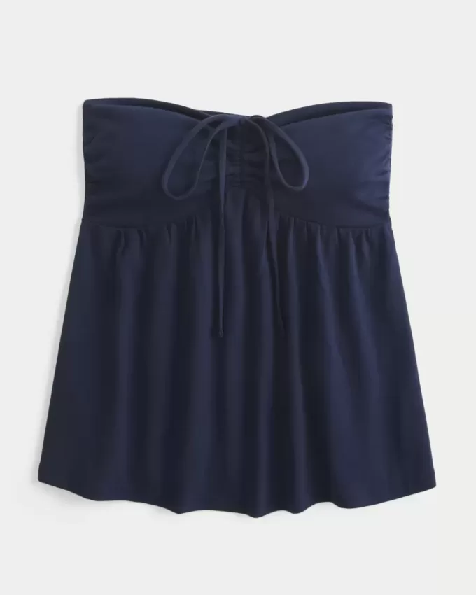 Top babydoll senza spalline con spalline strette