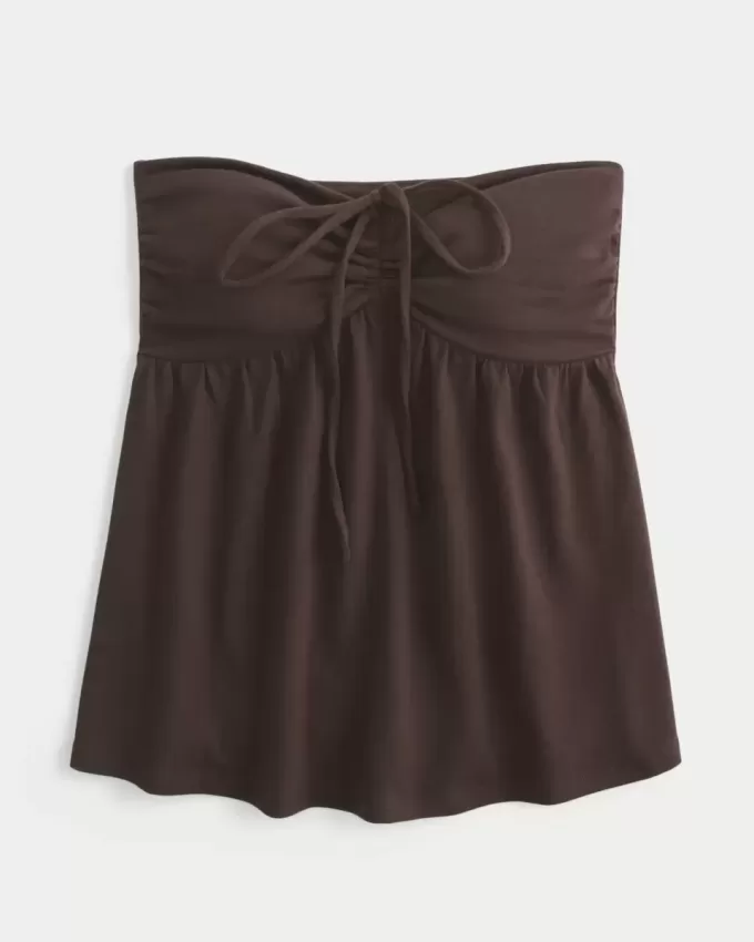 Top babydoll senza spalline con spalline strette