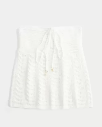 Top babydoll senza spalline in stile uncinetto