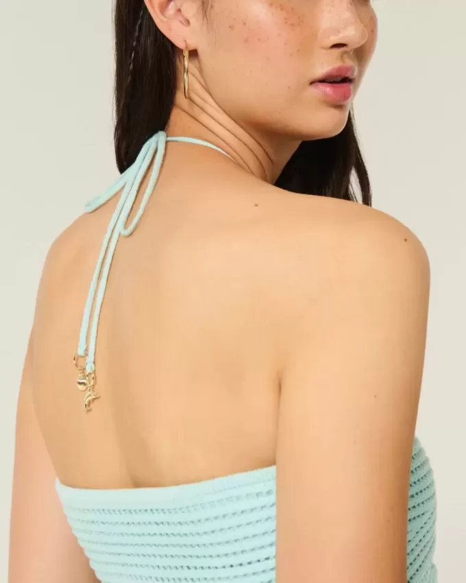 Top babydoll senza spalline in stile uncinetto