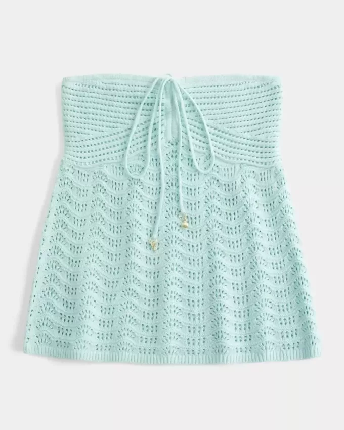 Top babydoll senza spalline in stile uncinetto
