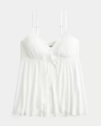 Top babydoll svolazzante e brillante increspato