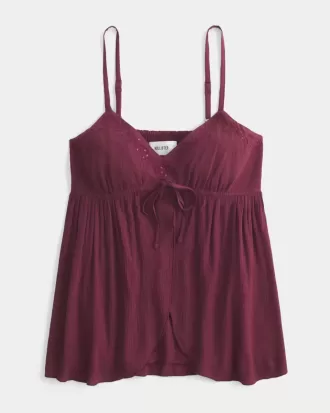 Top babydoll svolazzante e brillante increspato