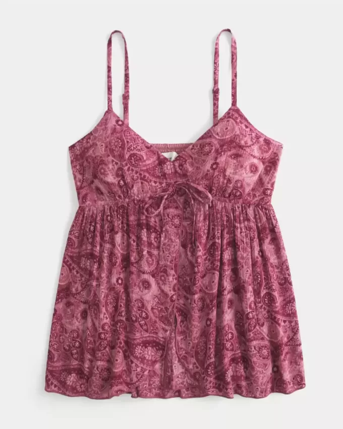 Top babydoll svolazzante e stropicciato Top babydoll svolazzante e stropicciato