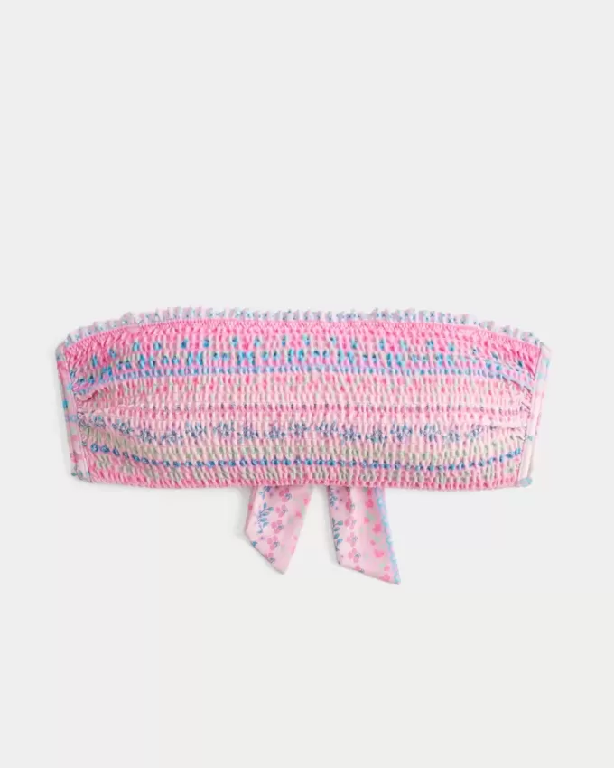 Top bikini a fascia con arricciatura