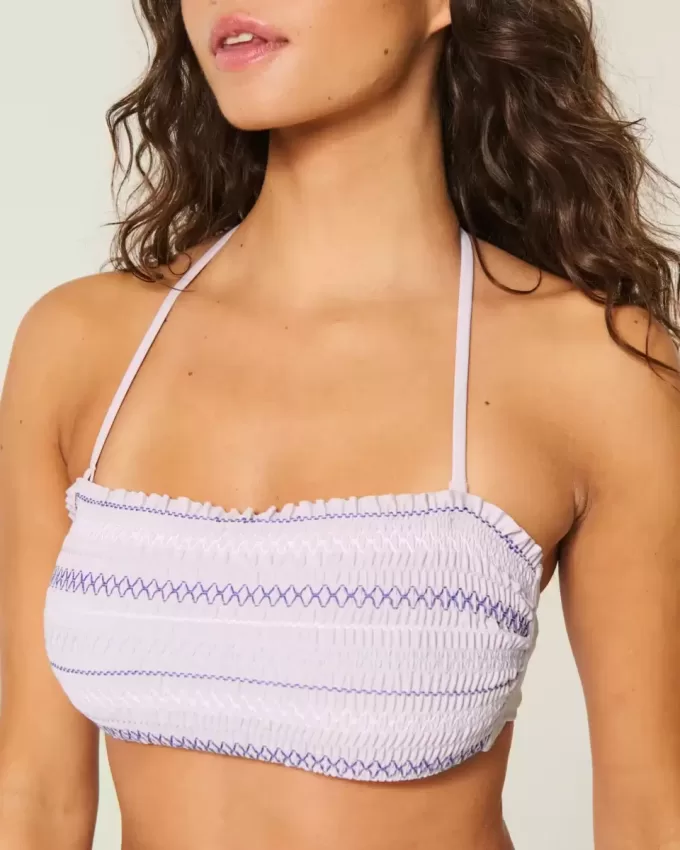 Top bikini a fascia con arricciatura
