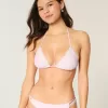 Top bikini a triangolo con bordo all’uncinetto