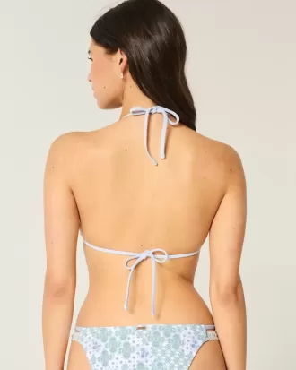 Top bikini a triangolo con bordo all’uncinetto