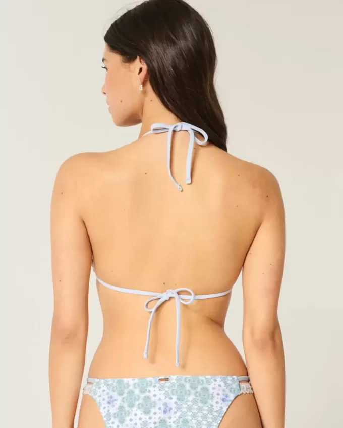 Top bikini a triangolo con bordo all’uncinetto