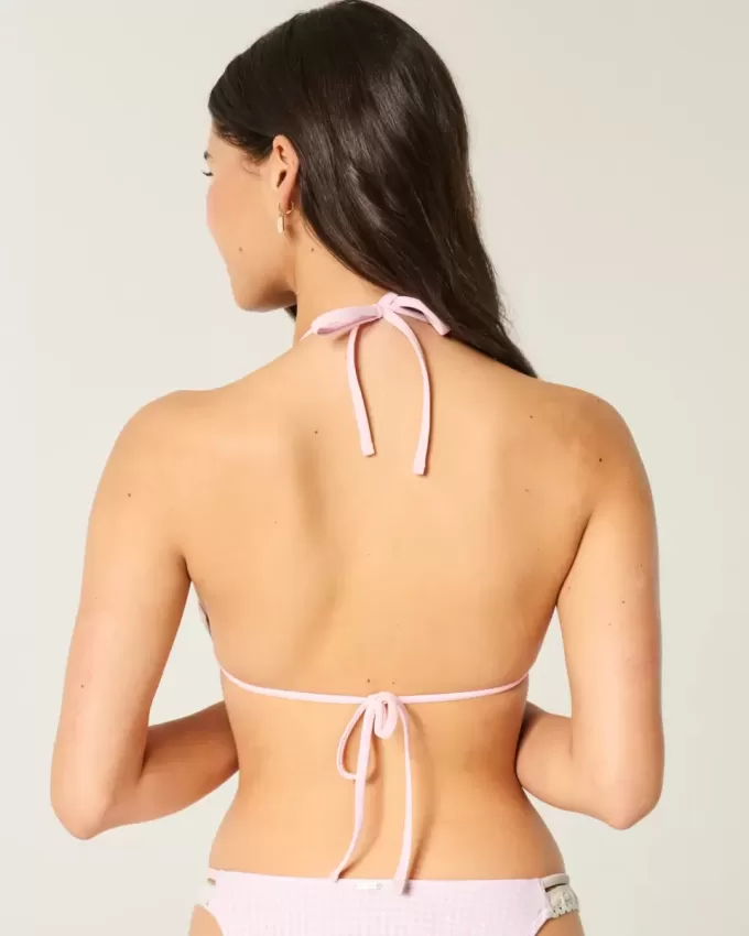 Top bikini a triangolo con bordo all’uncinetto