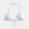 Top bikini a triangolo con bordo all’uncinetto