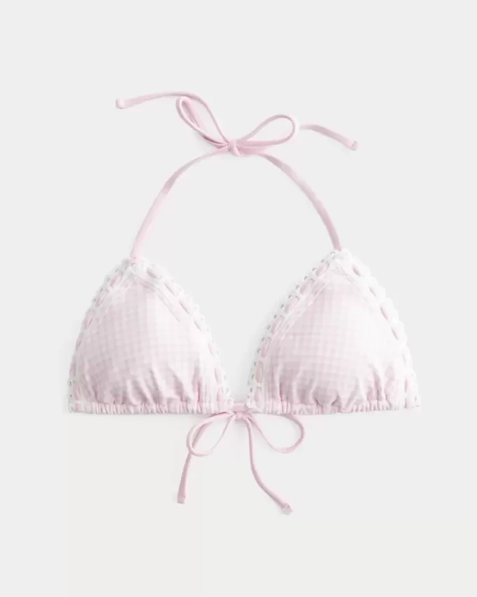 Top bikini a triangolo con bordo all’uncinetto