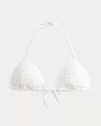 Top bikini a triangolo con paillettes in stile uncinetto
