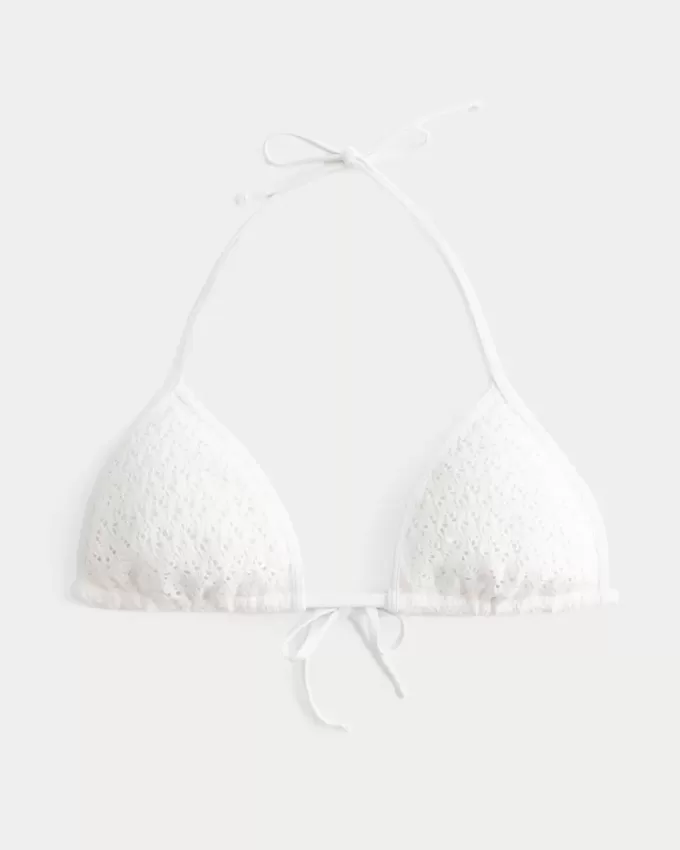 Top bikini a triangolo con paillettes in stile uncinetto