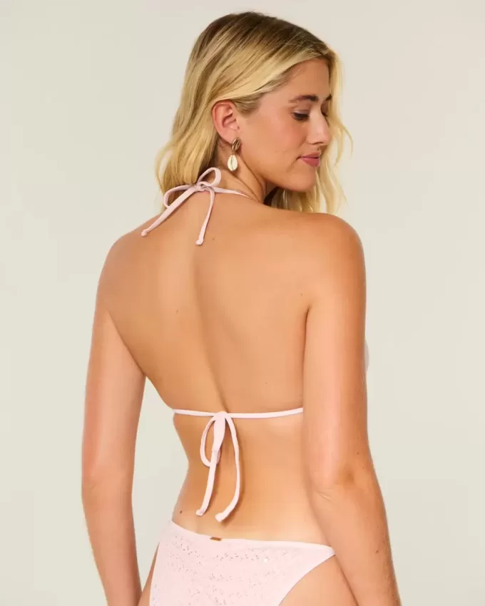 Top bikini a triangolo con paillettes in stile uncinetto