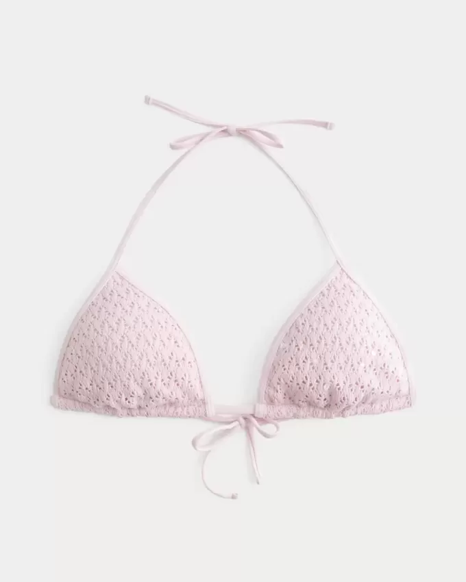 Top bikini a triangolo con paillettes in stile uncinetto