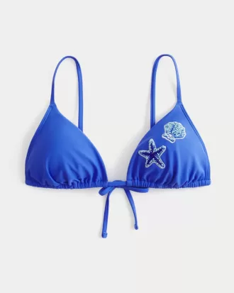 Top bikini a triangolo con perline sopra le spalle