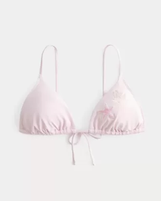 Top bikini a triangolo con perline sopra le spalle