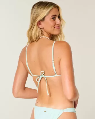 Top bikini a triangolo con perline sopra le spalle